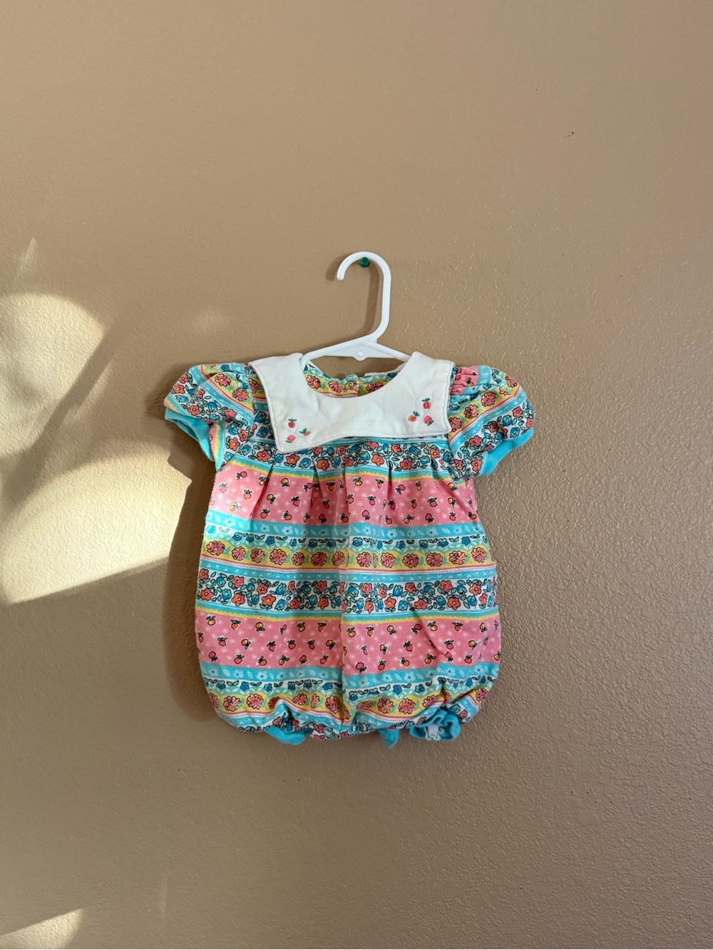Vintage Gymboree Rainbow Tag  Floral & Fruit Smocked Bubble Romper